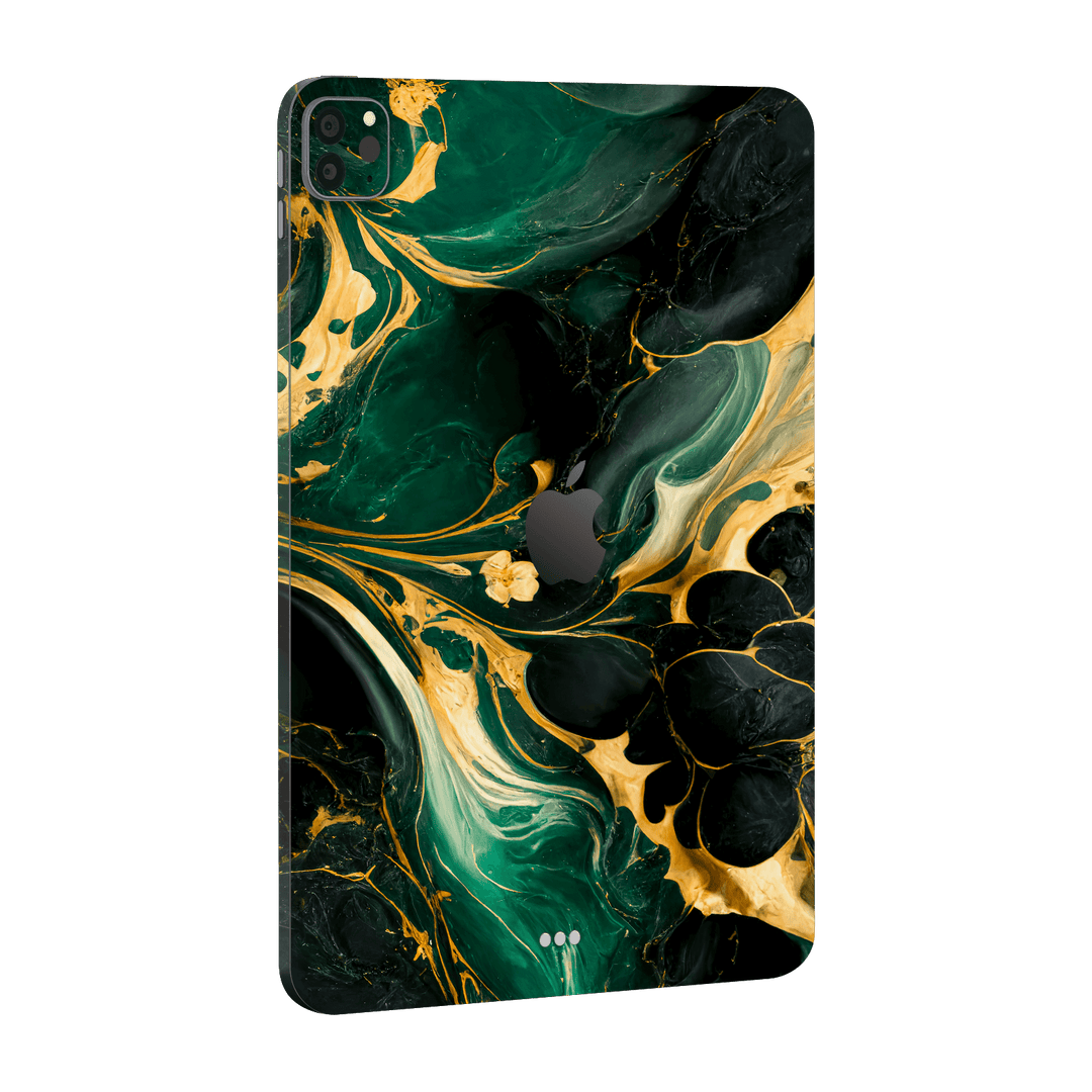 iPad PRO 11" (2020) Print Printed Custom SIGNATURE Agate Geode Royal Green Gold Skin Wrap Sticker Decal Cover Protector by EasySkinz | EasySkinz.com