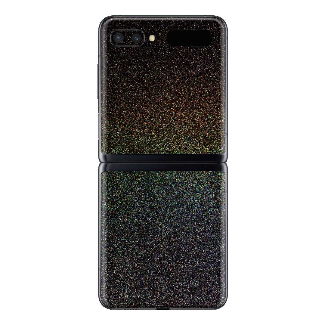 Samsung Galaxy Z FLIP Glossy GALAXY Black Milky Way Rainbow Sparkling Metallic Skin Wrap Sticker Decal Cover Protector by EasySkinz