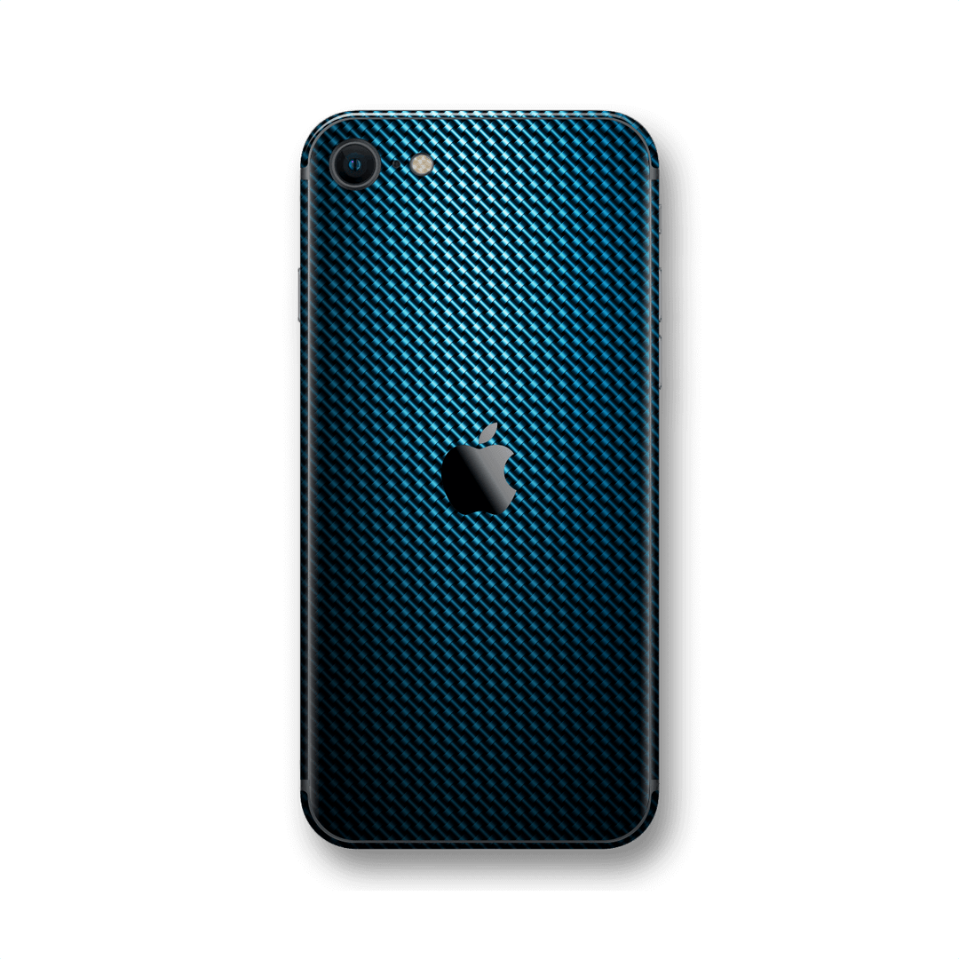 iPhone SE (2020) Print Custom Signature Blue Grid Carbon Abstract Skin Wrap Decal by EasySkinz