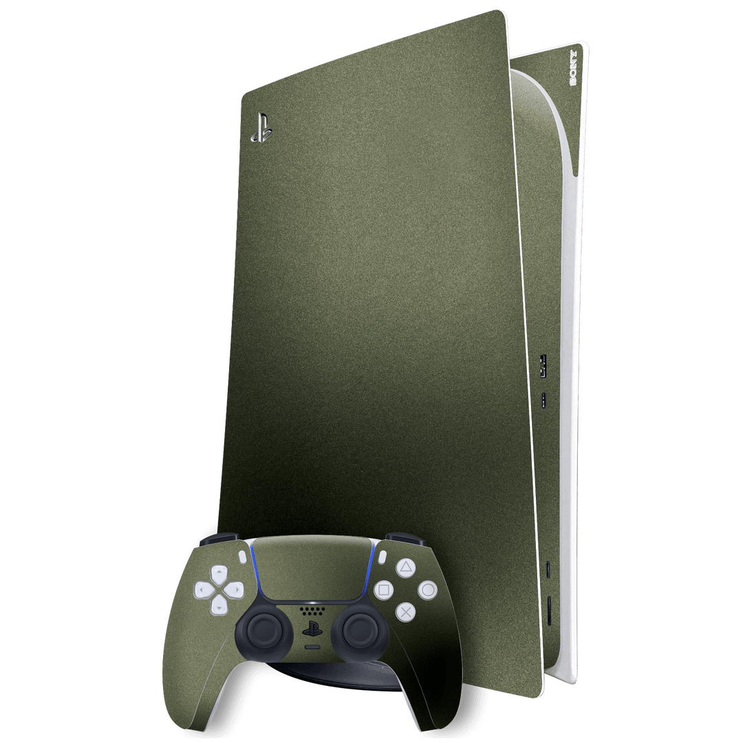 Playstation 5 (PS5) DIGITAL EDITION Military Green Metallic Matt Matte Skin Wrap Sticker Decal Cover Protector by EasySkinz | EasySkinz.com