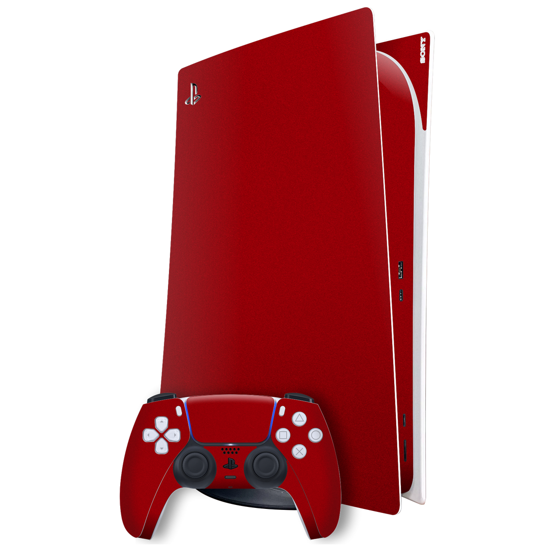 Playstation 5 (PS5) DIGITAL EDITION Gloss Glossy Deep Red Skin Wrap Sticker Decal Cover Protector by EasySkinz | EasySkinz.com