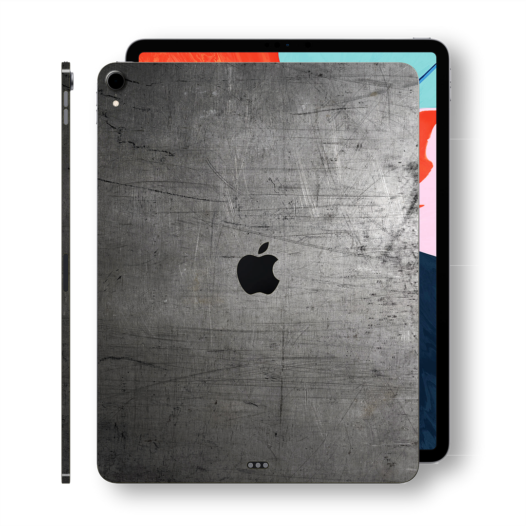 iPad PRO 12.9" inch 3rd Generation 2018 Signature Industrial Scratched Metal Skin Wrap Decal Protector | EasySkinz
